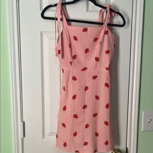 Pink Dress with Strawberry Print